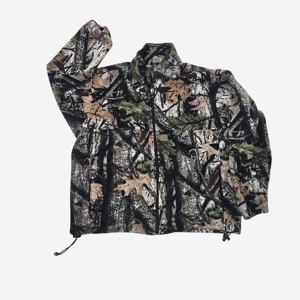 Vintage Big Bill camo Men's XL fleece jacket Realtree forest leaf patter